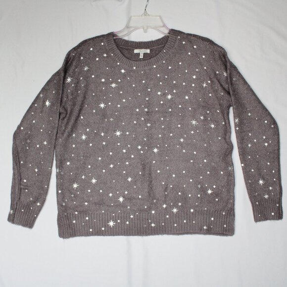 Maurices Sweaters - Maurices Women's Gray Sparkle Metallic Star Knit Pullover Sweater - Medium, NWT